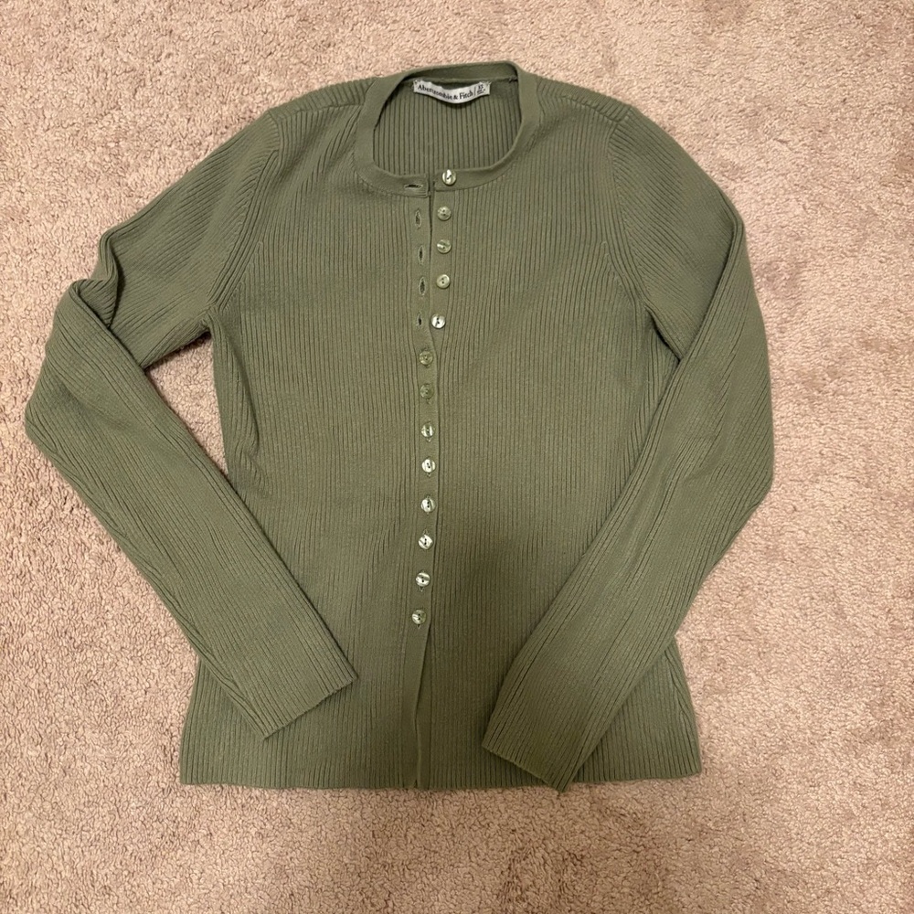 Abercrombie & Fitch Olive Ribbed Cardigan